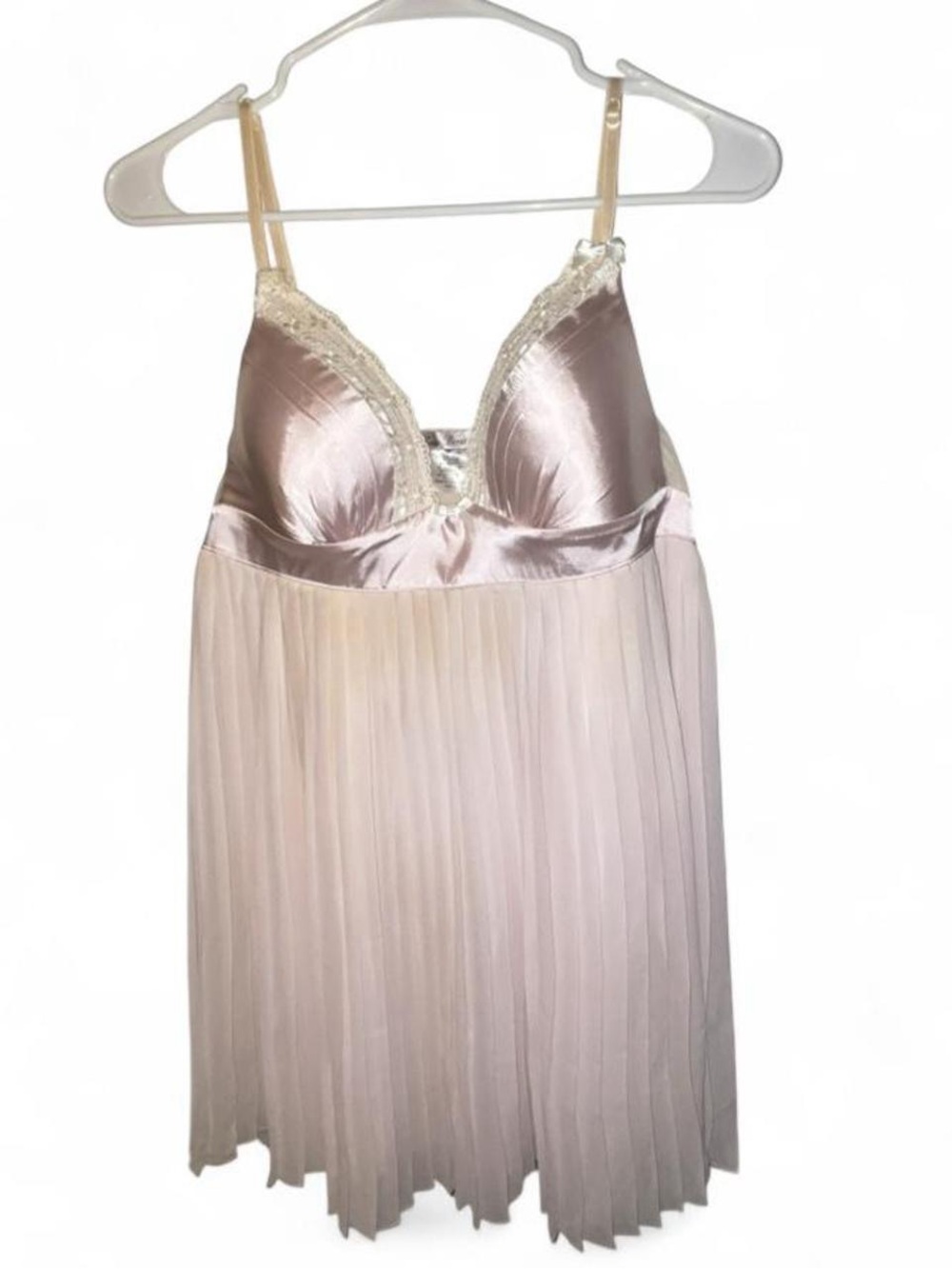 Linea Donatella Blush Pink Satin & Lace Pleated Chemise